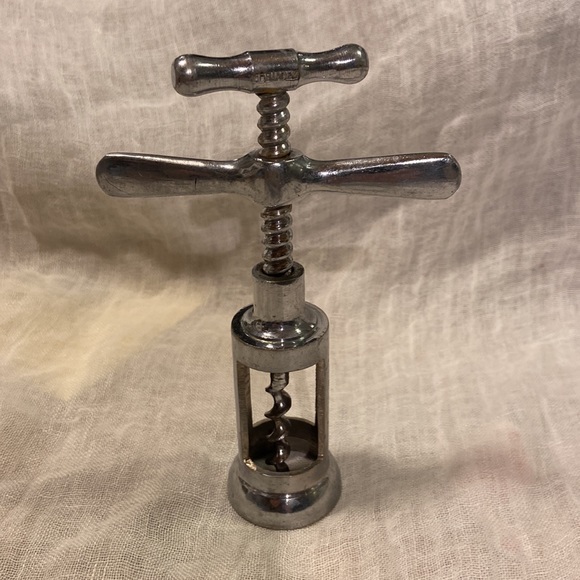 Vintage Italian double handle corkscrew. Brass, chrome plated. - Picture 2 of 2